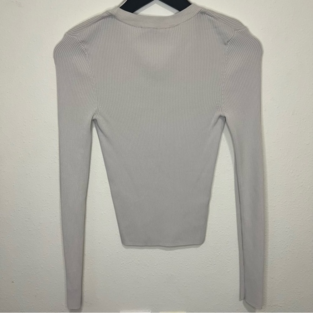Zara Ribbed Round Neck Top Beige - Picture 5 of 7